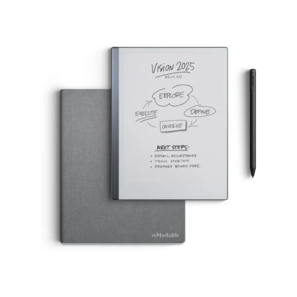 reMarkable-2-Paper-Tablet-with-Marker-Plus-and-Polymer-Weave-Book-Folio-Gray